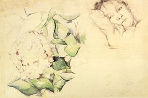 Madame Cézanne avec des hortensias - Paul Cézanne